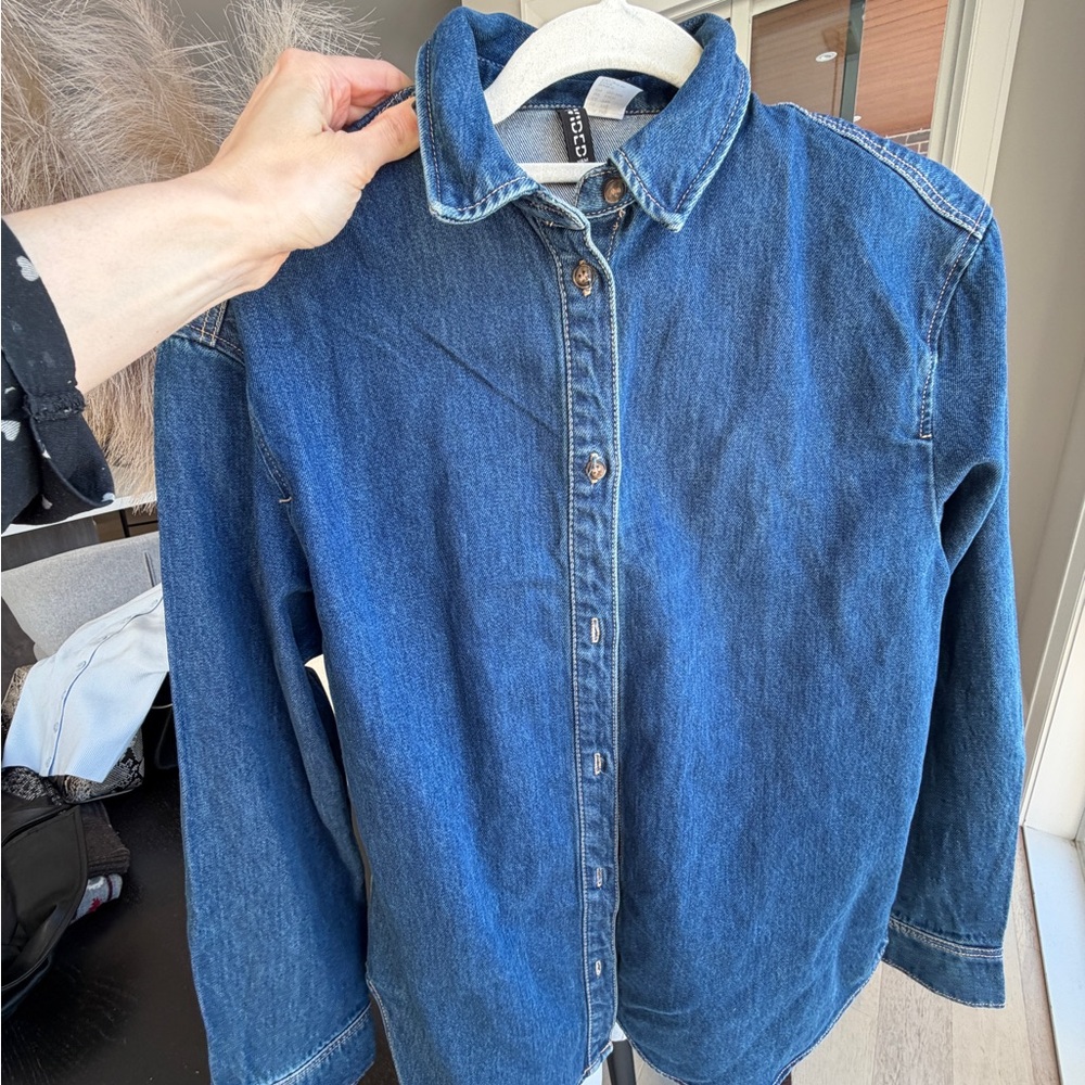 H&M Oversized Blue Denim Button Down Shirt